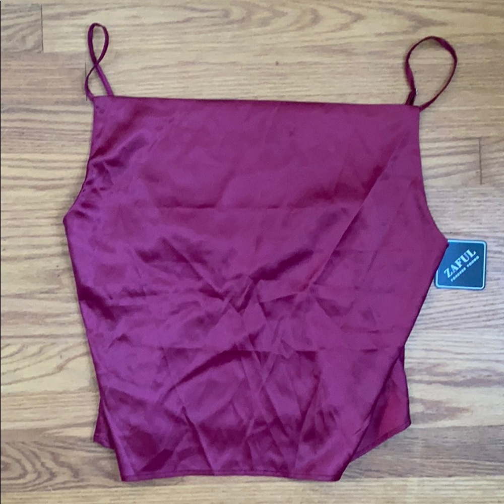 Maroon Silky Cowl Neck Tank